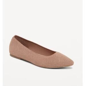 Soft-Knit Pointed-Toe Ballet Flats – Cocoa Fawn | Size 8